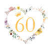 Number 60, Heart Flowers, Personalizable