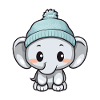 Elephant Winter Animal Cute Comic