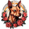 Little dog with roses