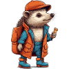 Cute hedgehog on hiking tour