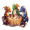 Drachen trinken Kaffee – RPG Fantasy Design