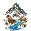 Mountain peaks in the moonlight