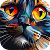 Psychedelic Motif Cat