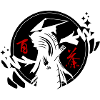 Disegno di samurai con etichette cinesi