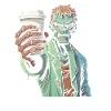Coffee Cafe Halloween Zombie Hand