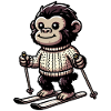 Singe mignon skiant en hiver -