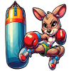 A cute manga-style boxing kangaroo