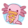 Cute Axolotl Eating Pizza