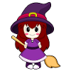 Girl Halloween Witch Broom