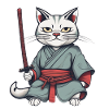 Grim Samurai Cat