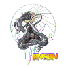 Drachen Neon über Bergkreis