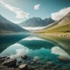 Mountain lake with beautiful reflection