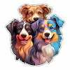 Three colourful dogs