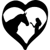 Pferdemädchen Silhouette im Herz