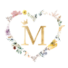 Letter M, Monogram, Heart, Personalizable