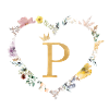 Letter P, Monogram, Heart, Personalizable