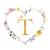 Letter T, Monogram, Heart, Personalizable
