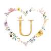 Letter U, Monogram, Heart, Personalizable