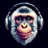 Monkey with headphones