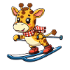 Giraffe skiing on winter holiday