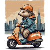 Cute hedgehog on scooter