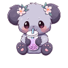 Kawaii Koala Drinks Boba Bubble Tea Chibi