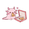 Cute Axolotl Loves Eating Pizza