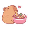 Cute Capybara Eating Ramen