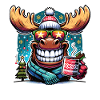 Elch Rentier Weihnachten Glühwein trinken