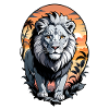 lion, lionceau et jungle