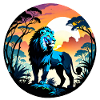 Lion, Lion Cub and Jungle