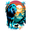 Lion, Lion Cub and Jungle