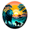 lion, lionceau et jungle