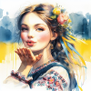 Ukrainian woman with pillow