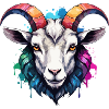 Goat Horn Cool Colorful Cute Neon Watercolor