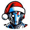 A Cybermen with a Christmas hat.