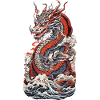 Asian Dragon Japanese Retro Art