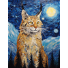 luchs, van gogh, sternennacht, tier