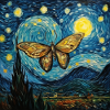 motte, van gogh, sternennacht, tier