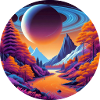 Landscape, Moon, Mountains, Trees