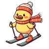 Skiing duck in winter