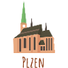 Historische Plzen Kathedrale Illustration