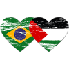Brazil Palestine Flag Heart Used
