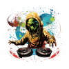 DJ Alien, Space Alien, DJ, Alien, Tegneserie, Space,