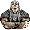 Stolzer Wikinger mit Tattoos