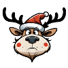 Annoyed reindeer with Santa hat