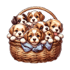 Basket with puppies