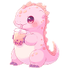 Kawaii Dinosaurus Drinkt Boba Bubble Tea Chibi