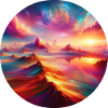 Colorful landscape with mountains and sky