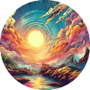 Paisaje colorido Atardecer Sueño Cómic